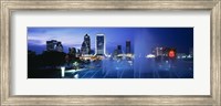 Framed Fountain, Cityscape, Night, Jacksonville, Florida, USA
