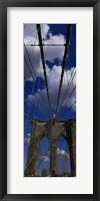 Framed Low angle view of a bridge, Brooklyn Bridge, Manhattan (color, vertical)