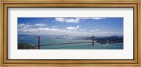 Framed High angle view of a suspension bridge across a bay, Golden Gate Bridge, San Francisco, California, USA