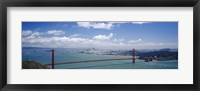 Framed High angle view of a suspension bridge across a bay, Golden Gate Bridge, San Francisco, California, USA