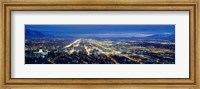 Framed Aerial view of a city lit up at dusk, Salt Lake City, Utah, USA