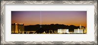 Framed Mandalay Bay and Luxor at night, Las Vegas, Nevada