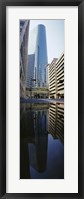 Framed Reflection of buildings on water, Houston, Texas, USA