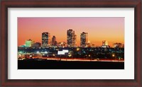 Framed Fort Worth at dusk, Texas