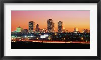 Framed Fort Worth at dusk, Texas