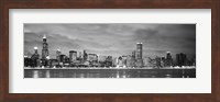 Framed Black and White view of Buildings at the waterfront, Chicago, Illinois