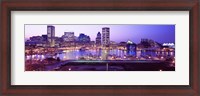 Framed Inner Harbor, Baltimore, Maryland at Night