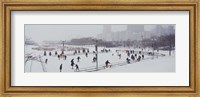 Framed Group of people ice skating in a park, Bicentennial Park, Chicago, Cook County, Illinois, USA