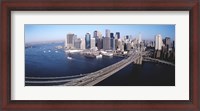 Framed Aerial View Of Brooklyn Bridge, Lower Manhattan, NYC, New York City, New York State, USA