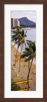 Framed High angle view of tourists on the beach, Waikiki Beach, Honolulu, Oahu, Hawaii, USA