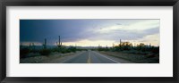 Framed Desert Road near Tucson Arizona USA