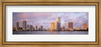 Framed Waterfront And Skyline At Dusk, Miami, Florida, USA