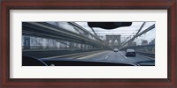 Framed Cars moving on the bridge, Brooklyn Bridge, New York City, New York State, USA