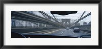 Framed Cars moving on the bridge, Brooklyn Bridge, New York City, New York State, USA