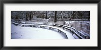 Framed Snowcapped benches in a park, Washington Square Park, New York City