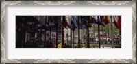 Framed Flags in a row, Rockefeller Plaza, Manhattan, New York City, New York State, USA