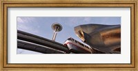 Framed Low Angle View Of The Monorail And Space Needle, Seattle, Washington State, USA