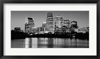 Framed USA, Texas, Austin, Panoramic view of a city skyline (Black And White)