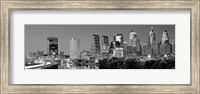 Framed Philadelphia, Pennsylvania Skyline at Night (black and white)