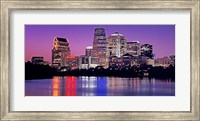 Framed USA, Texas, Austin, View of an urban skyline at night