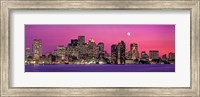 Framed USA, Massachusetts, Boston, View of an urban skyline by the shore at night