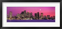 Framed USA, Massachusetts, Boston, View of an urban skyline by the shore at night