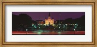 Framed Buildings lit up at night, Jackson Square, St. Louis Cathedral, French Quarter, New Orleans, Louisiana, USA