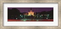 Framed Buildings lit up at night, Jackson Square, St. Louis Cathedral, French Quarter, New Orleans, Louisiana, USA