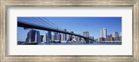 Framed New York City, Brooklyn Bridge, Skyscrapers in a city