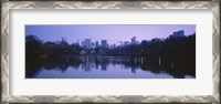 Framed USA, New York State, New York City, Central Park Lake, Skyscrapers in a city
