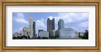 Framed USA, Ohio, Columbus, Clouds over tall building structures