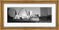 Framed Fountain In Front Of A Government Building, St. Louis, Missouri, USA