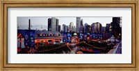 Framed Amusement Park Lit Up At Dusk, Navy Pier, Chicago, Illinois, USA