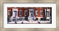 Framed Facade of houses in the 1830's Federal style of architecture, Washington Square, New York City, New York State, USA