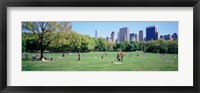 Framed Group Of People In A Park, Sheep Meadow, Central Park, NYC, New York City, New York State, USA