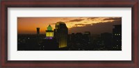 Framed High angle view of buildings lit up at dusk, New Orleans, Louisiana, USA