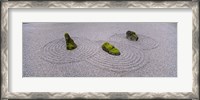 Framed High angle view of moss on three stones in a Zen garden, Washington Park, Portland, Oregon, USA