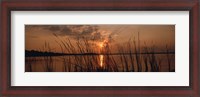 Framed Sunset over a lake, Lake Travis, Austin, Texas