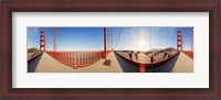 Framed Group of people on a suspension bridge, Golden Gate Bridge, San Francisco, California, USA