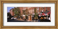 Framed Stores along a street, North End, Boston, Massachusetts, USA