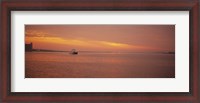 Framed Ferry moving in the sea at sunrise, Boston, Massachusetts, USA