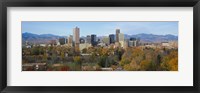Framed Skyscrapers in a city with mountains in the background, Denver, Colorado