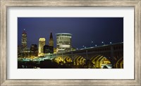 Framed Detroit Avenue Bridge and City Lights