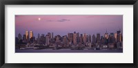 Framed New York with Purple night Sky and Moon