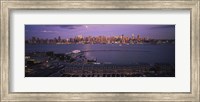 Framed Glowing Moon over New York Skyline