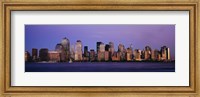 Framed Dark Purple Sky Behind the New York City Skyline