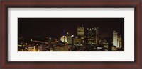 Framed Buildings lit up at night in a city, Pittsburgh Pennsylvania, USA