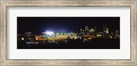 Framed Stadium lit up at night in a city, Heinz Field, Three Rivers Stadium, Pittsburgh, Pennsylvania, USA