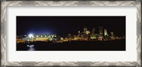 Framed Stadium lit up at night in a city, Heinz Field, Three Rivers Stadium,Pittsburgh, Pennsylvania, USA