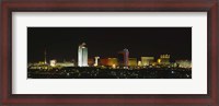 Framed Buildings lit up at night in a city, Las Vegas, Nevada